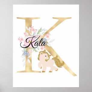 Personalisierter Name mit Pony in K-Initiale Poster