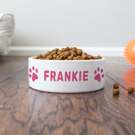 Personalisierter Name mit rosa Paw-Druckern Napf