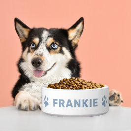 Personalisierter Name mit schiefer blauer Paw-Druc Napf