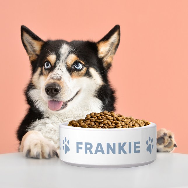 Personalisierter Name mit schiefer blauer Paw-Druc Napf (Von Creator hochgeladen)