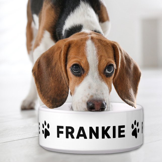 Personalisierter Name mit schwarzen Paw-Druckern Napf (Von Creator hochgeladen)