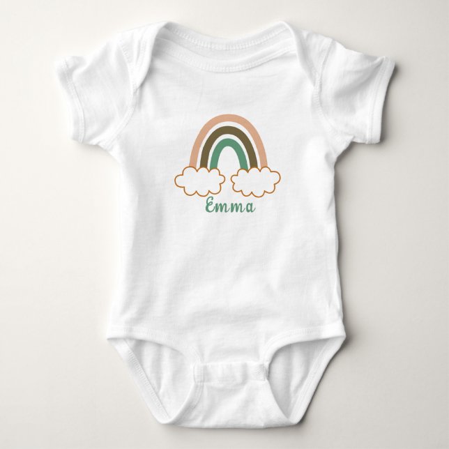 Personalisierter Name mit Trendy Boho Rainbow Baby Strampler (Vorderseite)
