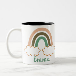 Personalisierter Name mit Trendy Boho Rainbow Zweifarbige Tasse