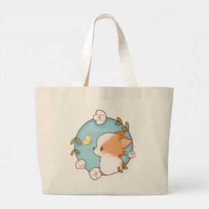Personalisierter Name Mochi Pomchi Blume Tote Tasc Jumbo Stoffbeutel