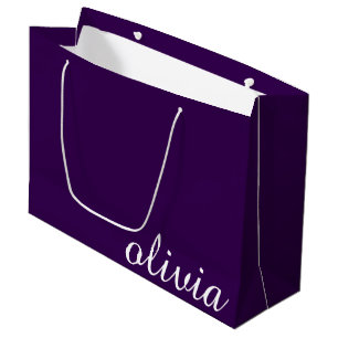 Personalisierter Name Modern Minimal Luxus Dunkelv Große Geschenktüte