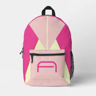 Personalisierter Name Modern Pink Grafik College Bedruckter Rucksack