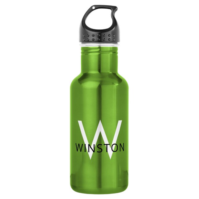 Personalisierter Name Modern Simple Monogram Sport Edelstahlflasche (Vorderseite)