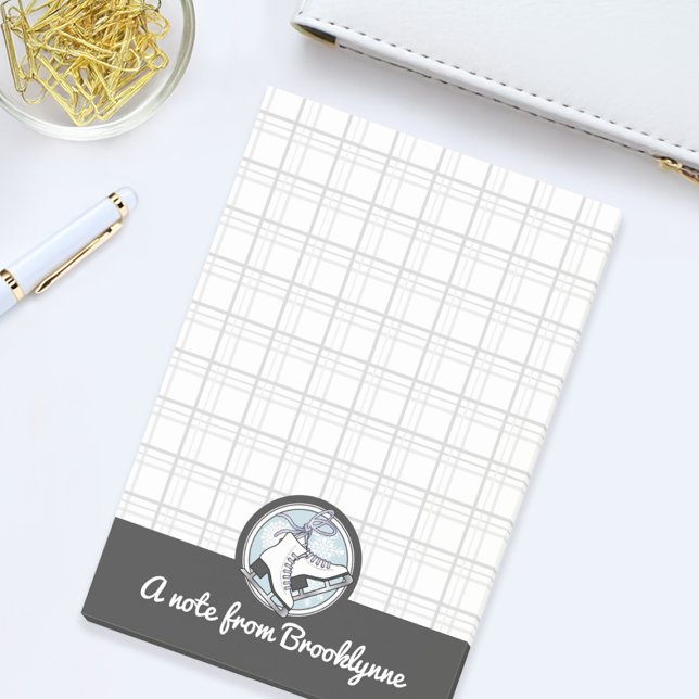 Personalisierter Name Modern Tartan Ice Skaten Post-it Klebezettel (Von Creator hochgeladen)