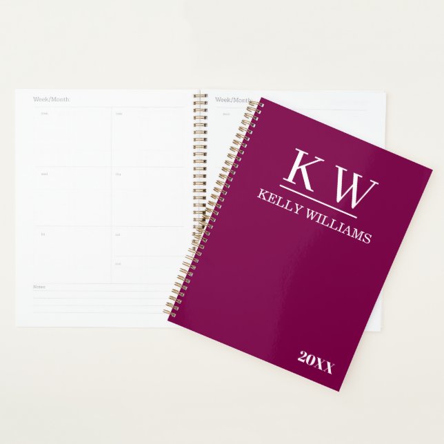 Personalisierter Name Moderne Elegante Weinfarbe Planer (Anzeige)