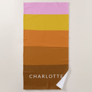 Personalisierter Name Moderne Streifen Farbige Ret Strandtuch