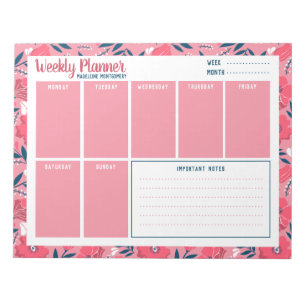 Personalisierter Name Moderner Floral Wochenplaner Notizblock