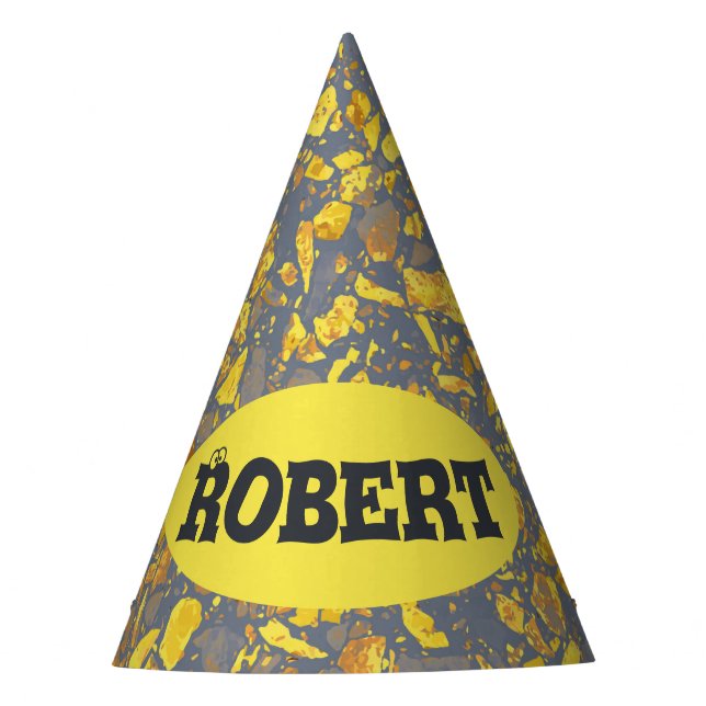 Personalisierter Name Modernes Gold Terrazzo Muste Partyhütchen (Vorderseite)