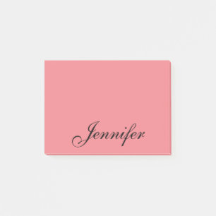 Personalisierter Name Modernes Skript Korn Pink Post-it Klebezettel