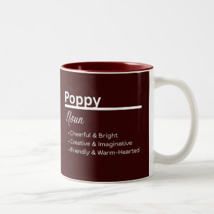 Personalisierter Name Mohnblume Definition Zweifarbige Tasse