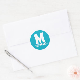 Personalisierter Name Monogram Blue Logo Runder Aufkleber