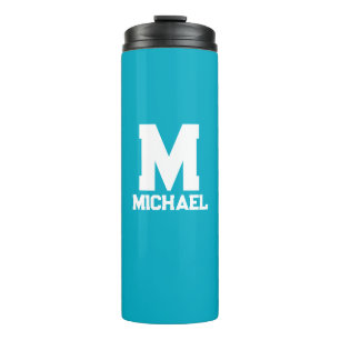 Personalisierter Name Monogram Blue Logo Thermosbecher