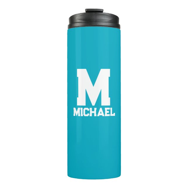 Personalisierter Name Monogram Blue Logo Thermosbecher (Vorderseite)