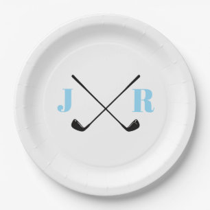 Personalisierter Name Monogram Golf Club Pappteller