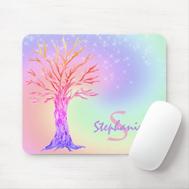 Personalisierter Name Monogram Rainbow Mouse Pad Mousepad (Mit Mouse)
