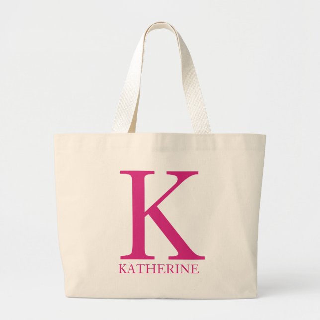 Personalisierter Name Monogramm Anfangsbuchstabe  Jumbo Stoffbeutel (Vorne)