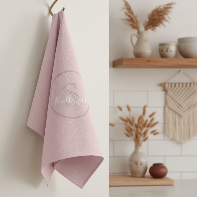 Personalisierter Name Monogramm Dusty Rose Geschirrtuch (Von Creator hochgeladen)