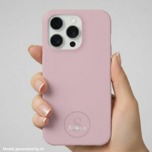 Personalisierter Name Monogramm Dusty Rose iPhone 15 Pro Hülle