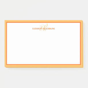 Personalisierter Name Monogramm Initialen Orange Post-it Klebezettel