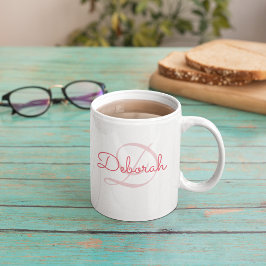 Personalisierter Name ~ Monogramm pink Zweifarbige Tasse