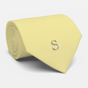 Personalisierter Name Monogramm Soft Gelb Schwarz Krawatte