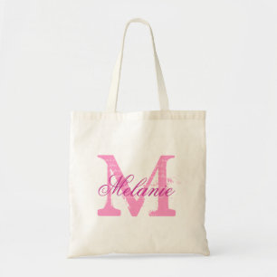 Personalisierter Name Monogramm Totbeutel in rosa Tragetasche