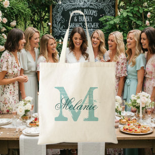 Personalisierter Name Monogramm Totbeutel Türkis Tragetasche