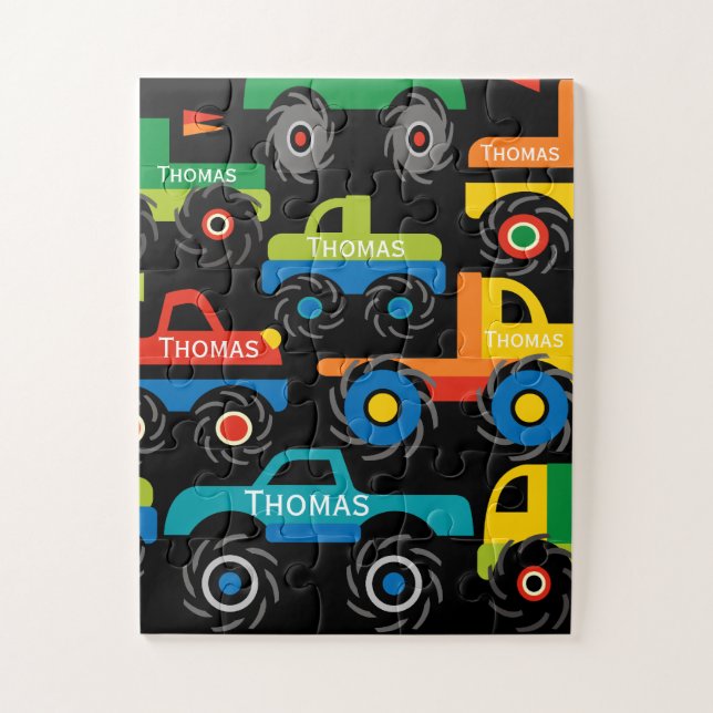 Personalisierter Name Monsters Trucks Geschenke fü Puzzle (Vertikal)