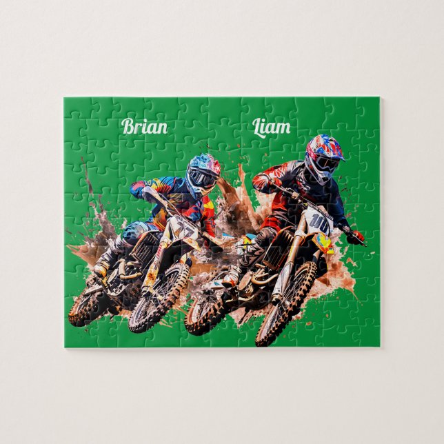 Personalisierter Name Motocross Puzzle (Horizontal)
