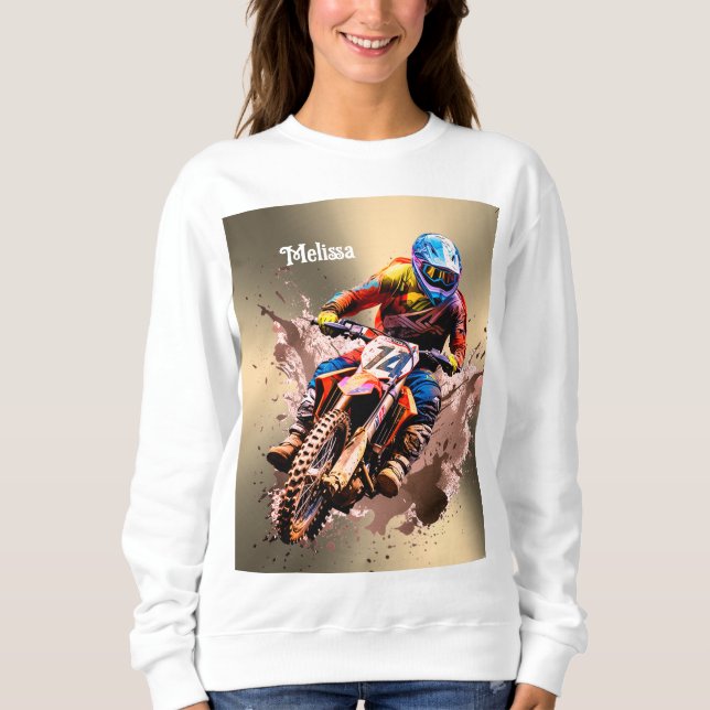 Personalisierter Name Motocross Puzzle Sweatshirt (Vorderseite)