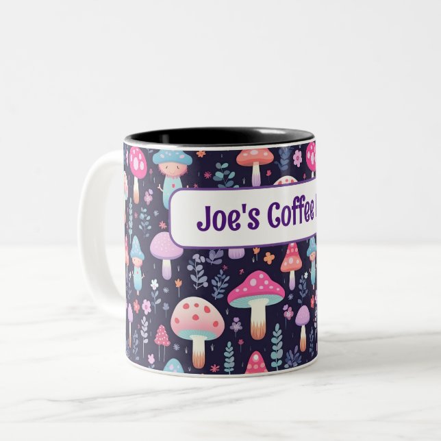 Personalisierter Name Mushroom Geschenk Tasse (Vorderseite Links)