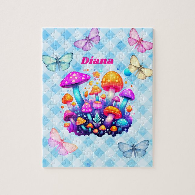 Personalisierter Name Mushroom Puzzle (Vertikal)
