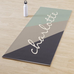 Personalisierter Name Mute Geometric Sage Taupe Yogamatte
