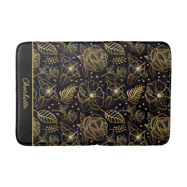 Personalisierter Name - nahtloses Gold Badematte (Vorderseite)