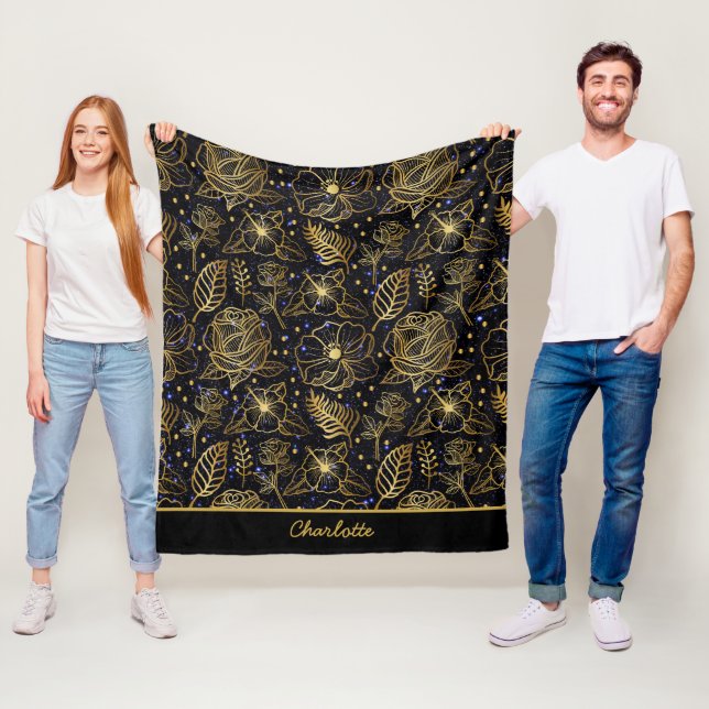 Personalisierter Name - nahtloses Gold Fleecedecke (Beispiel)