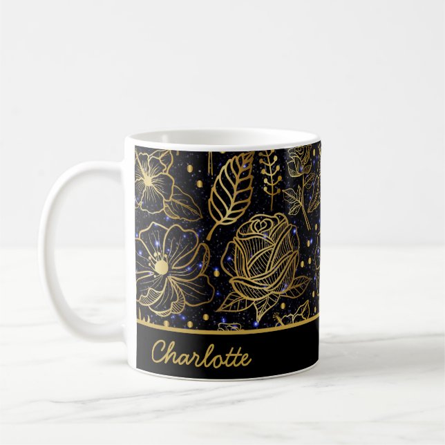 Personalisierter Name - nahtloses Gold Kaffeetasse (Links)