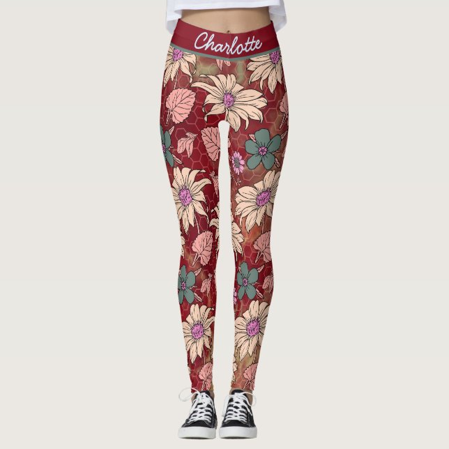 Personalisierter Name - nahtloses Muster Leggings (Vorderseite)