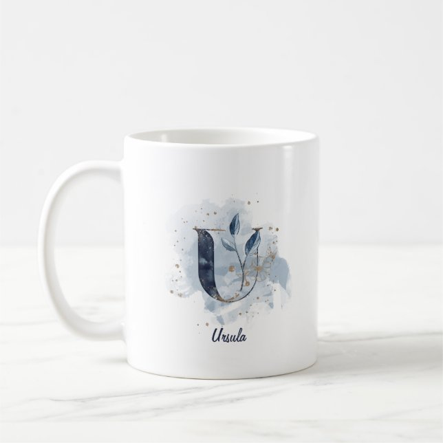 Personalisierter Name  Name Anfangsbuchstabe U Kaffeetasse (Links)