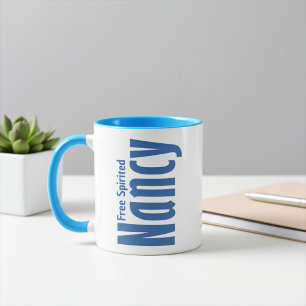 Personalisierter Name "Nancy" in Blue Leinwand Let Tasse