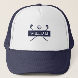 Personalisierter Name Navy Blau Golfball und Schlä Truckerkappe