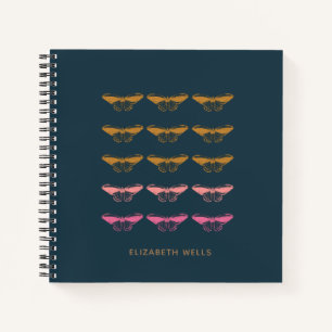 Personalisierter Name Navy Blau Schmetterling Mott Notizbuch