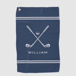 Personalisierter Name Navy Blue Stripes Stilvoll Golfhandtuch