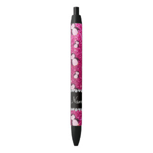 Personalisierter Name Neon Hot Pink Glitzer Pingui Kugelschreiber