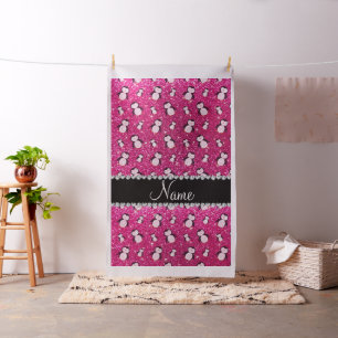 Personalisierter Name Neon Hot Pink Glitzer Pingui Stoff