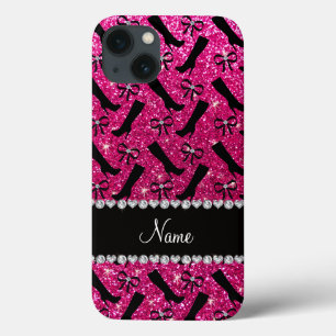 Personalisierter Name Neon Hot Rosa Glitzer Stiefe Case-Mate iPhone Hülle