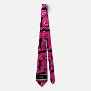 Personalisierter Name Neon Hot Rosa Glitzer Stiefe Krawatte